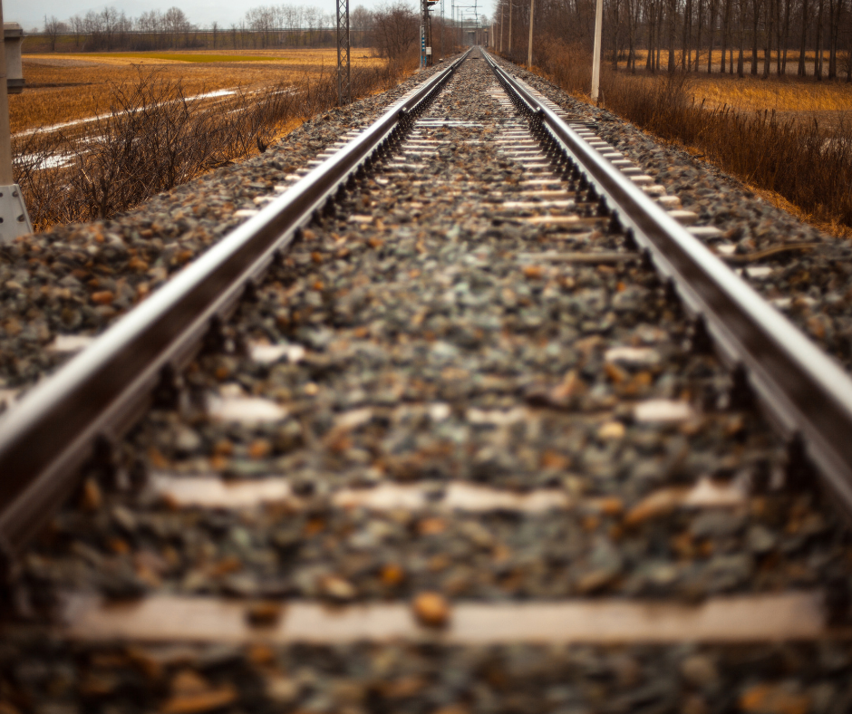 A railroad track.