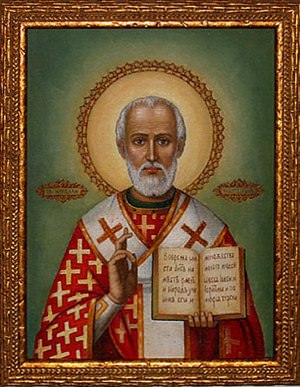 A painting of St Nicholas.