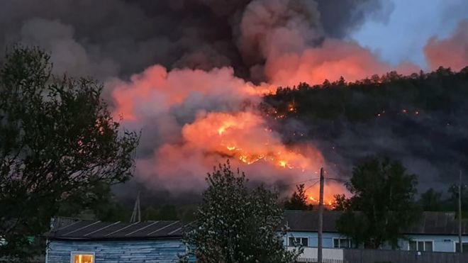 A wildfire in the Arctic.