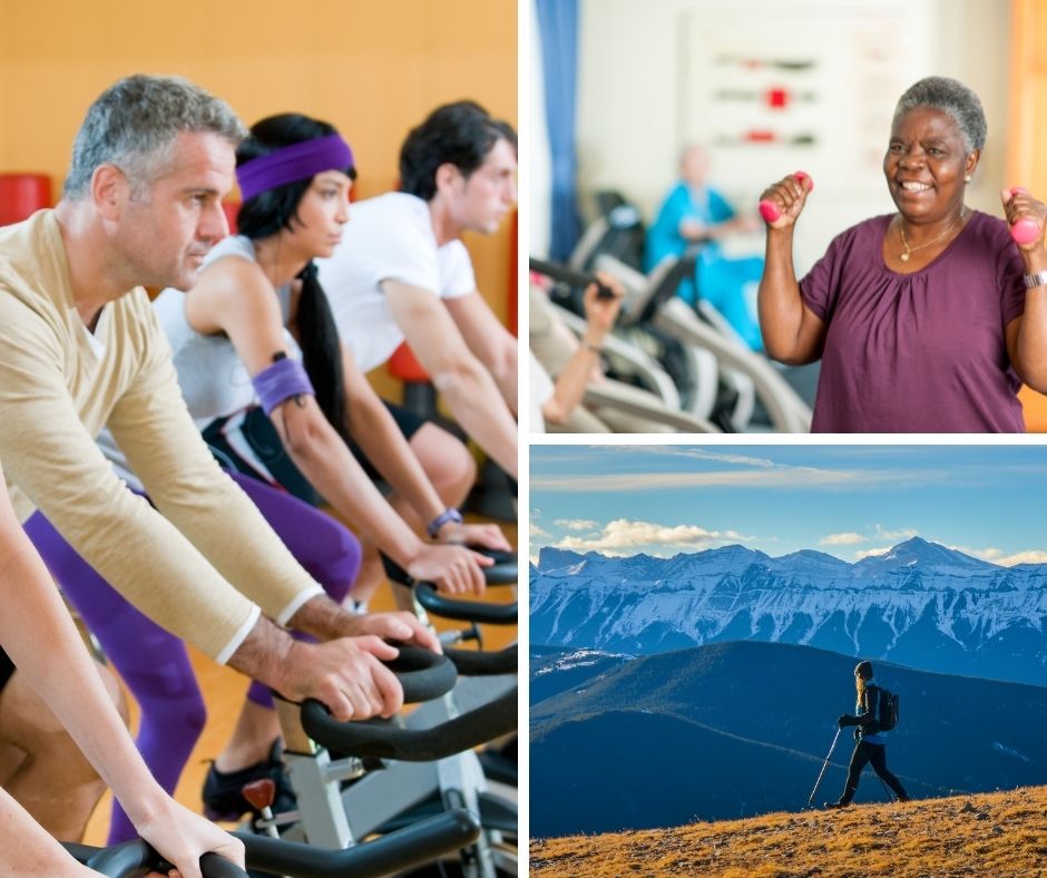 Collage of different people exercising