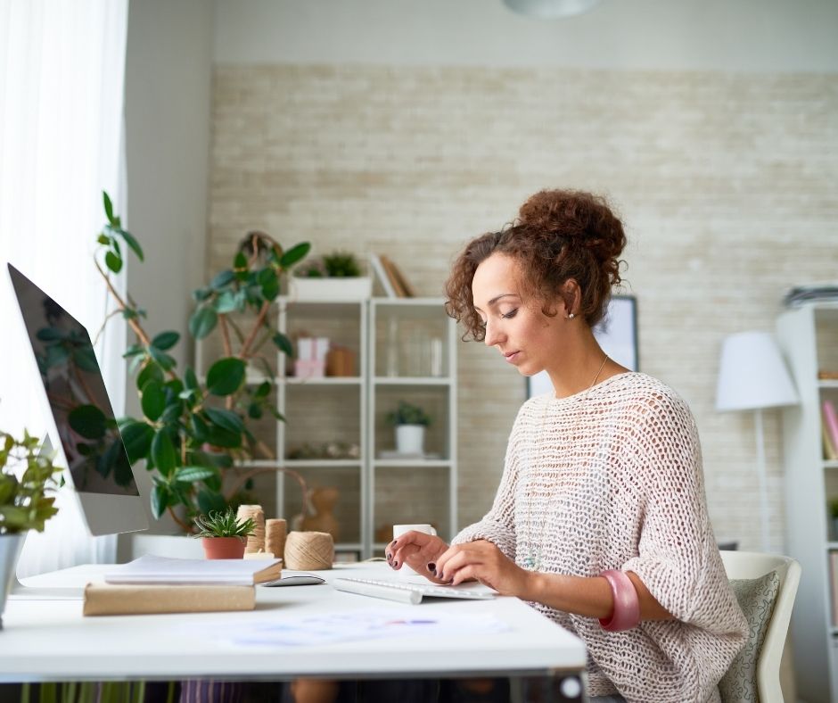 Woman working in a home office