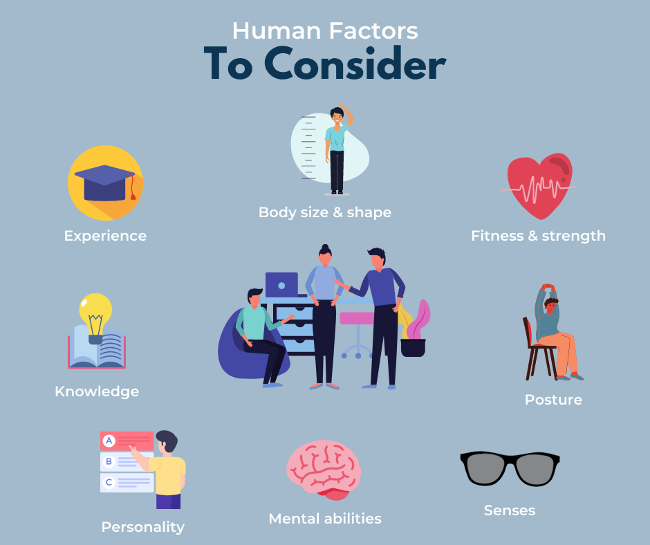 Infographic showing the human factors outlined in the text