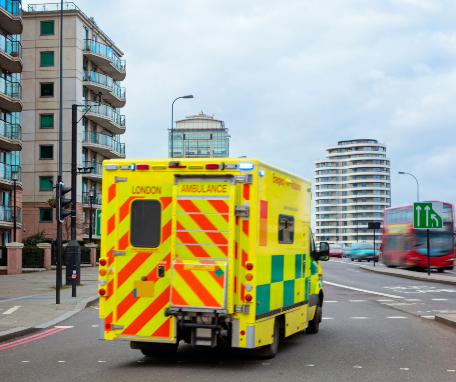 Ambulance driving through London