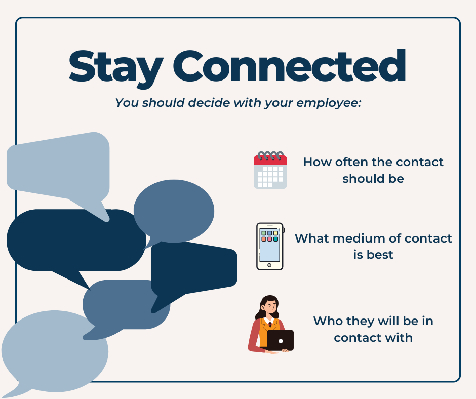 Infographic about staying in contact with employees as described in the text