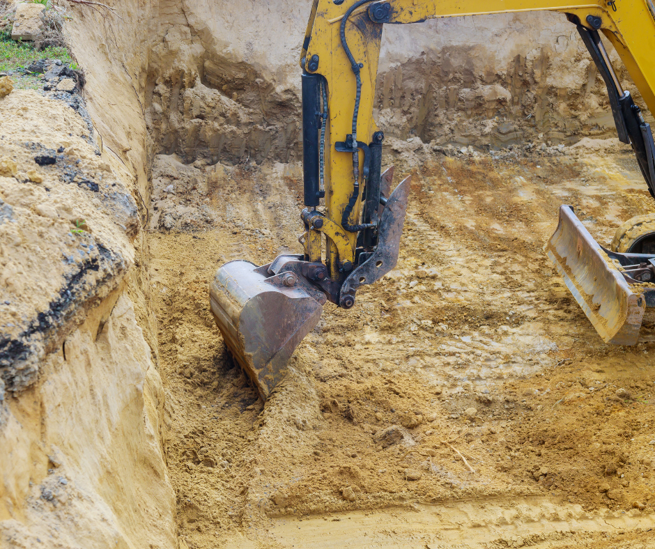 Digger in an excavation site