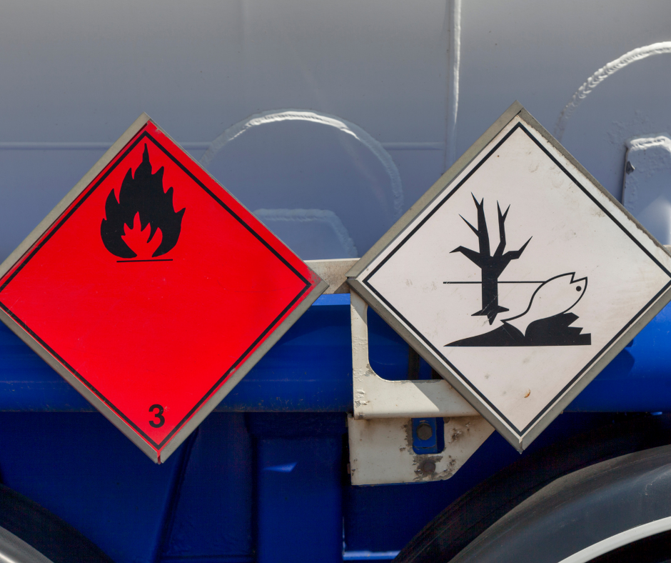 Flammable and environmental hazard symbols