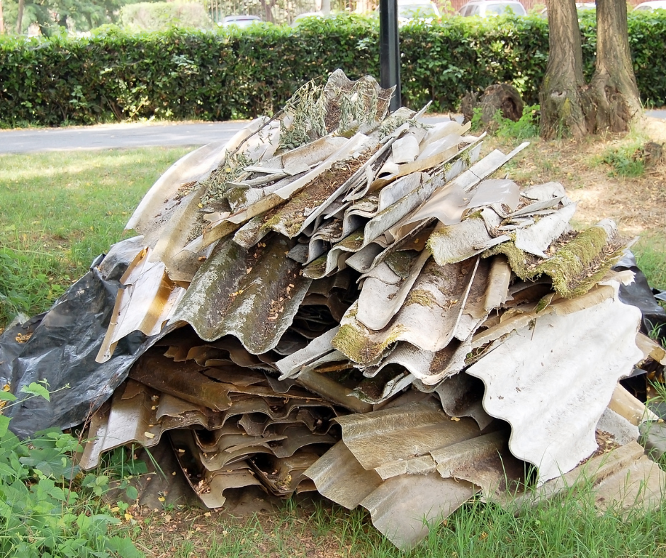 Pile of sheets containing asbestos