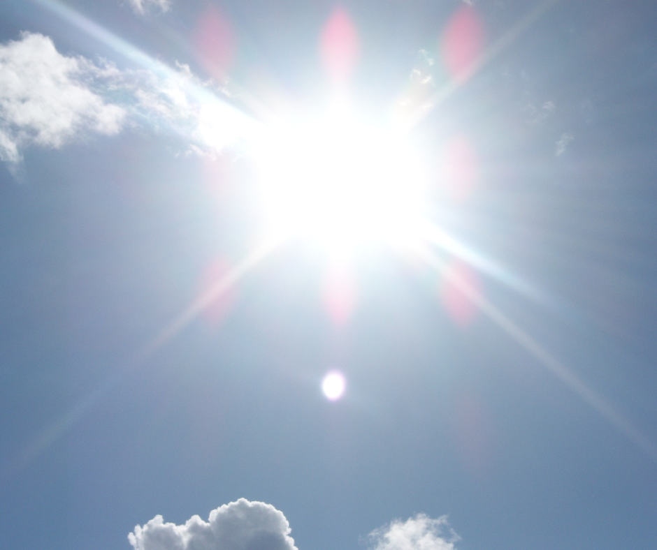 Bright sun in the sky