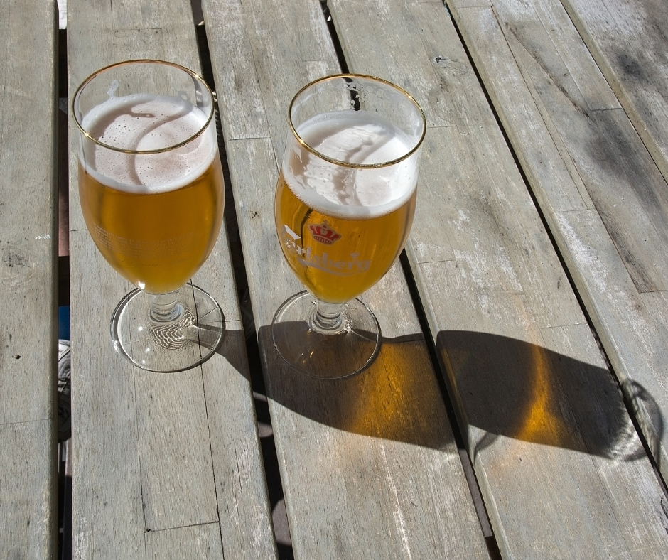 two pints of Carlsberg