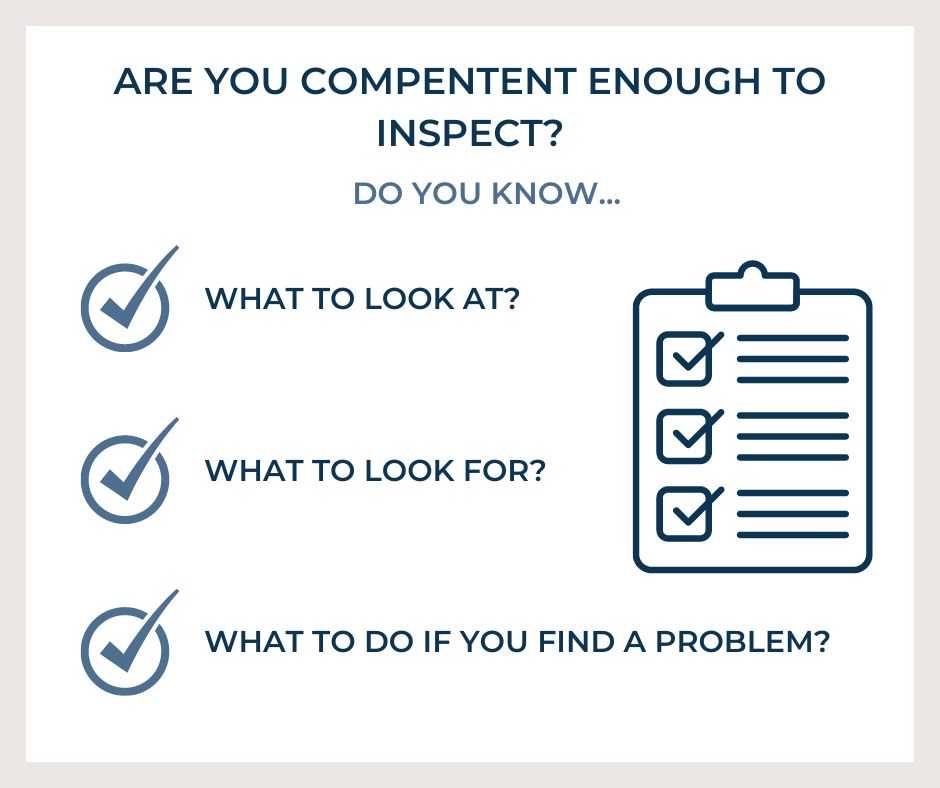Check list for competency to inspect