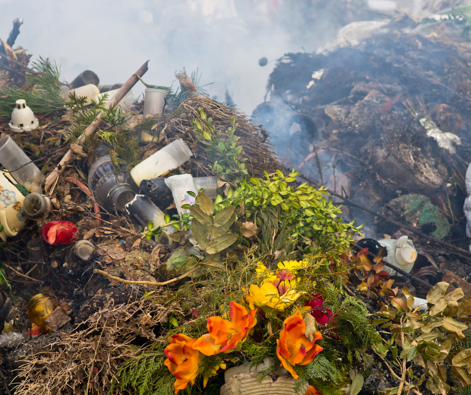 Pile of burning rubbish