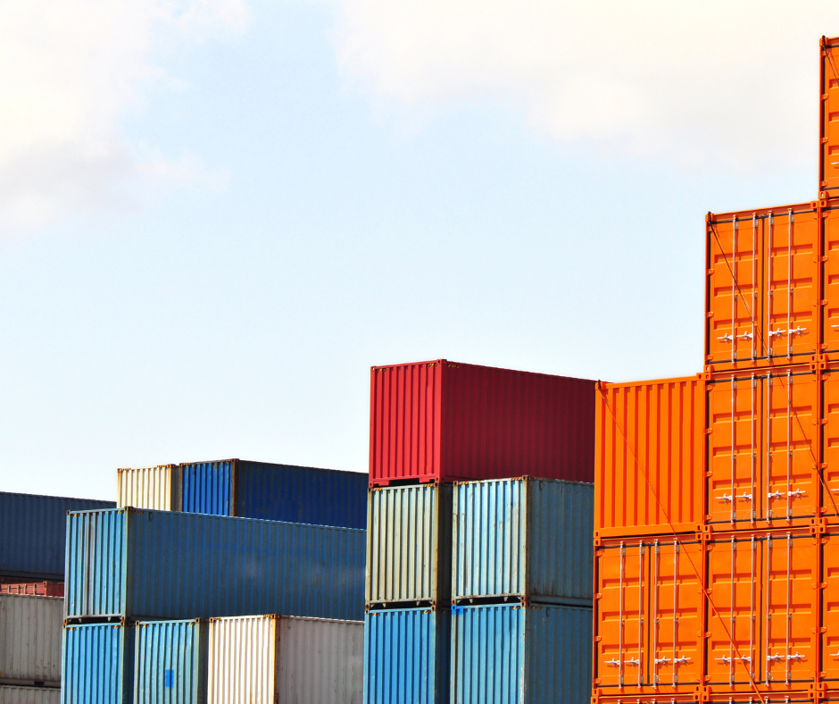 Stacked shipping containers