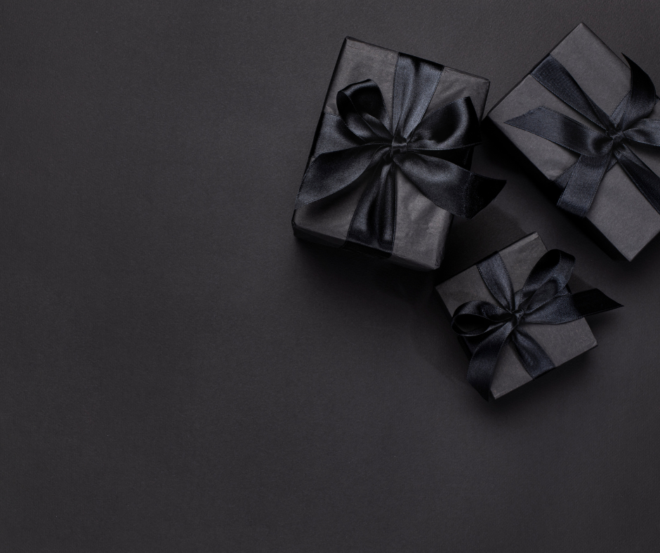 black presents on black background