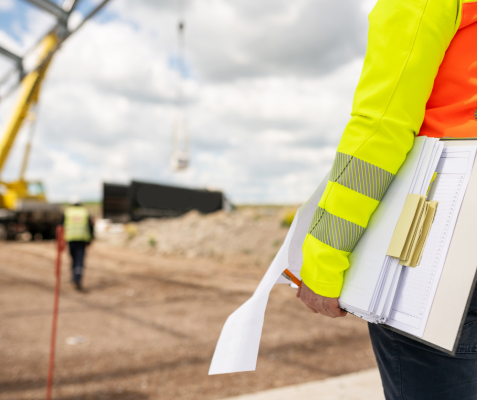 Construction manager with folder under their arm