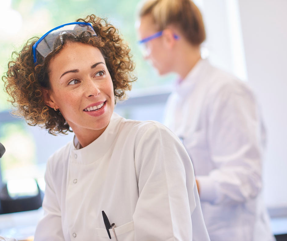 female scientist in lab coat