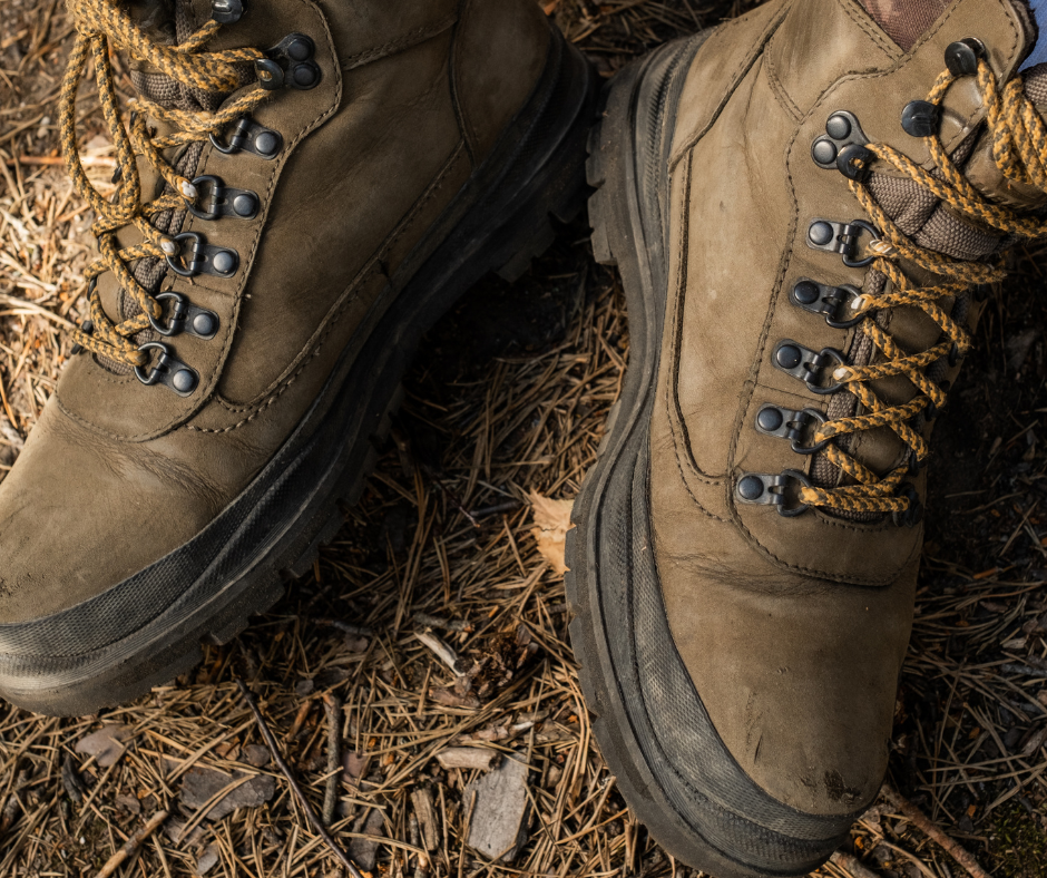 close up on work boots