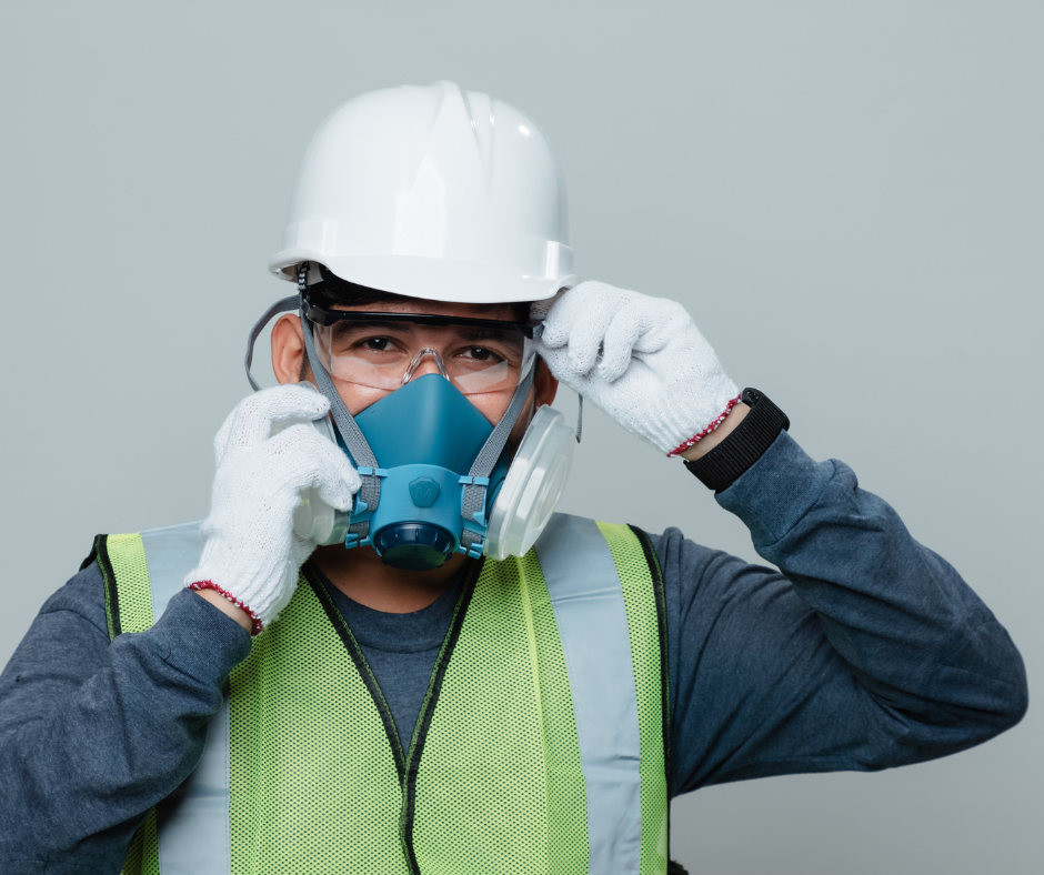 man wearing respirator
