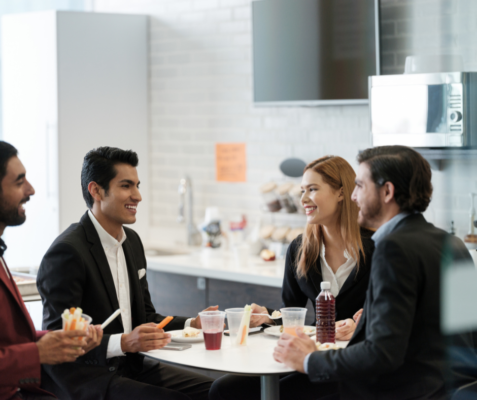 employees in a break room