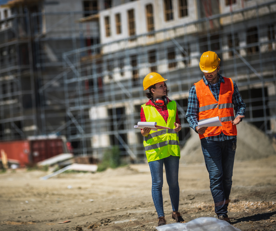 two construction workers on site