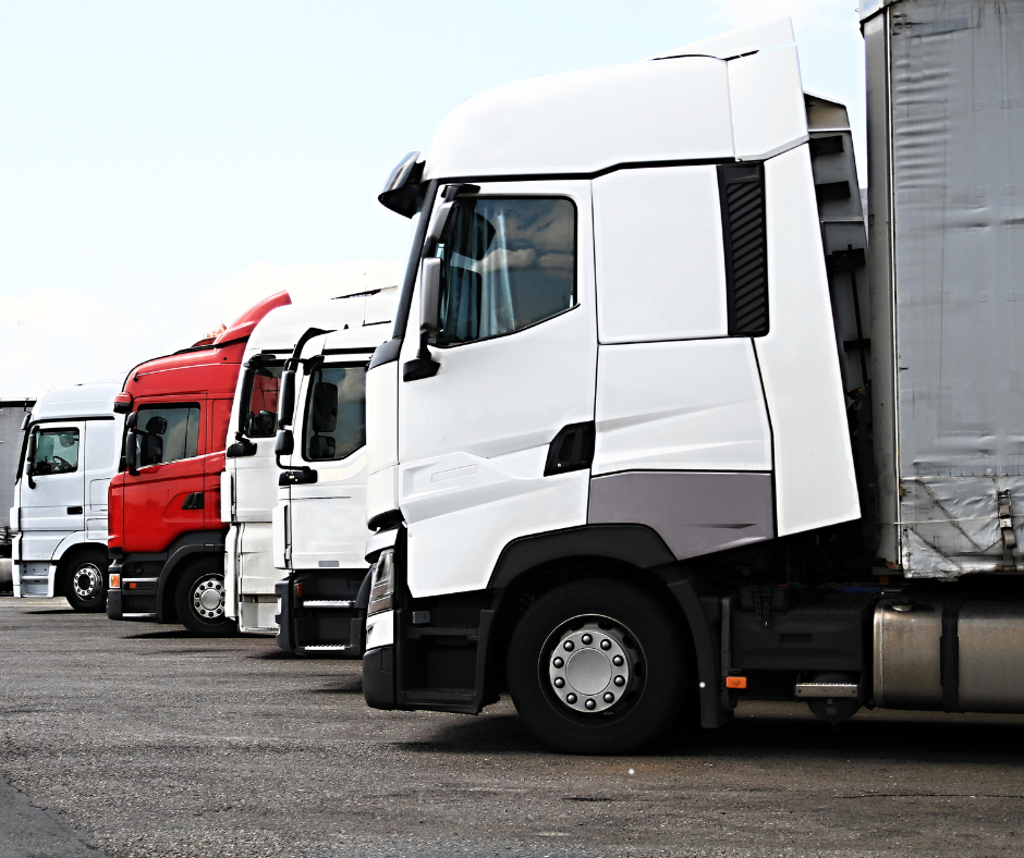 rows of trucks